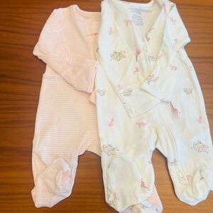 Carter's Pink Striped and White Animal Print Footies 🍼 NEW